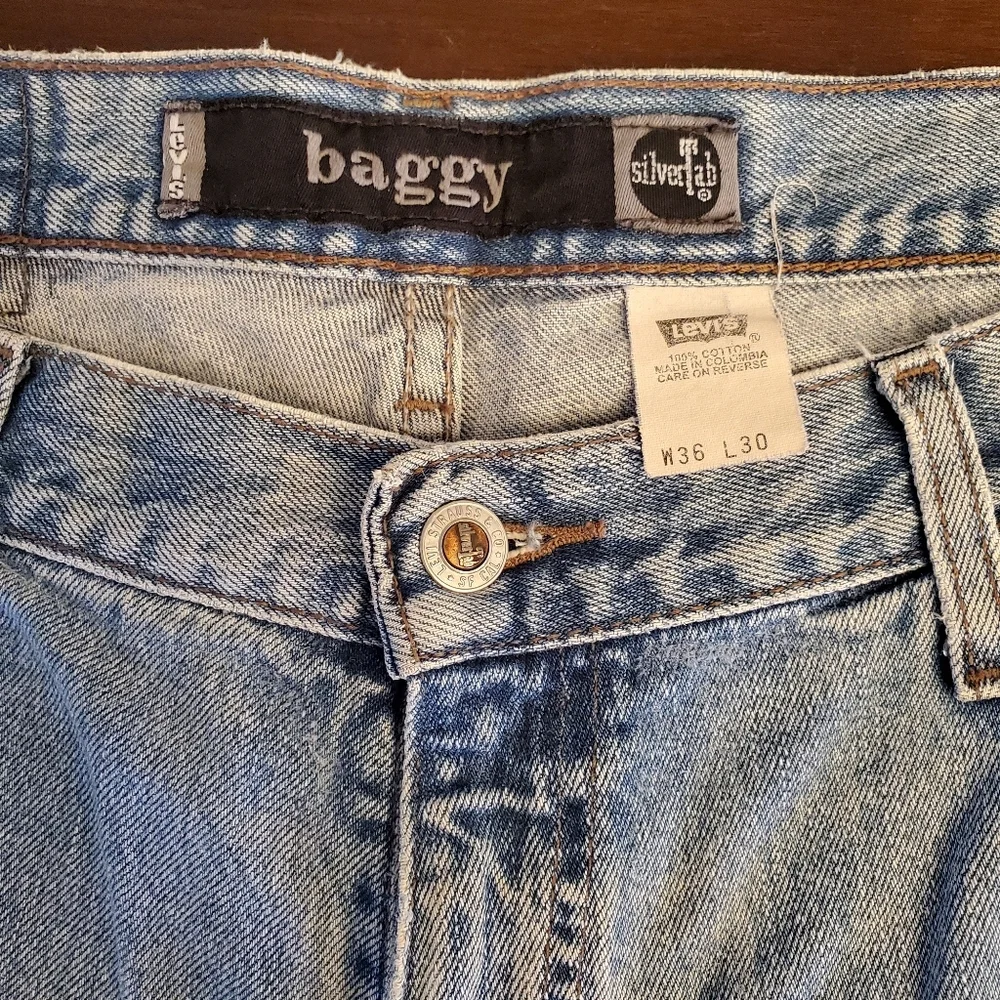 Vintage Levi Baggy Silver Tab Jeans 36x30 - Picture 2 of 7
